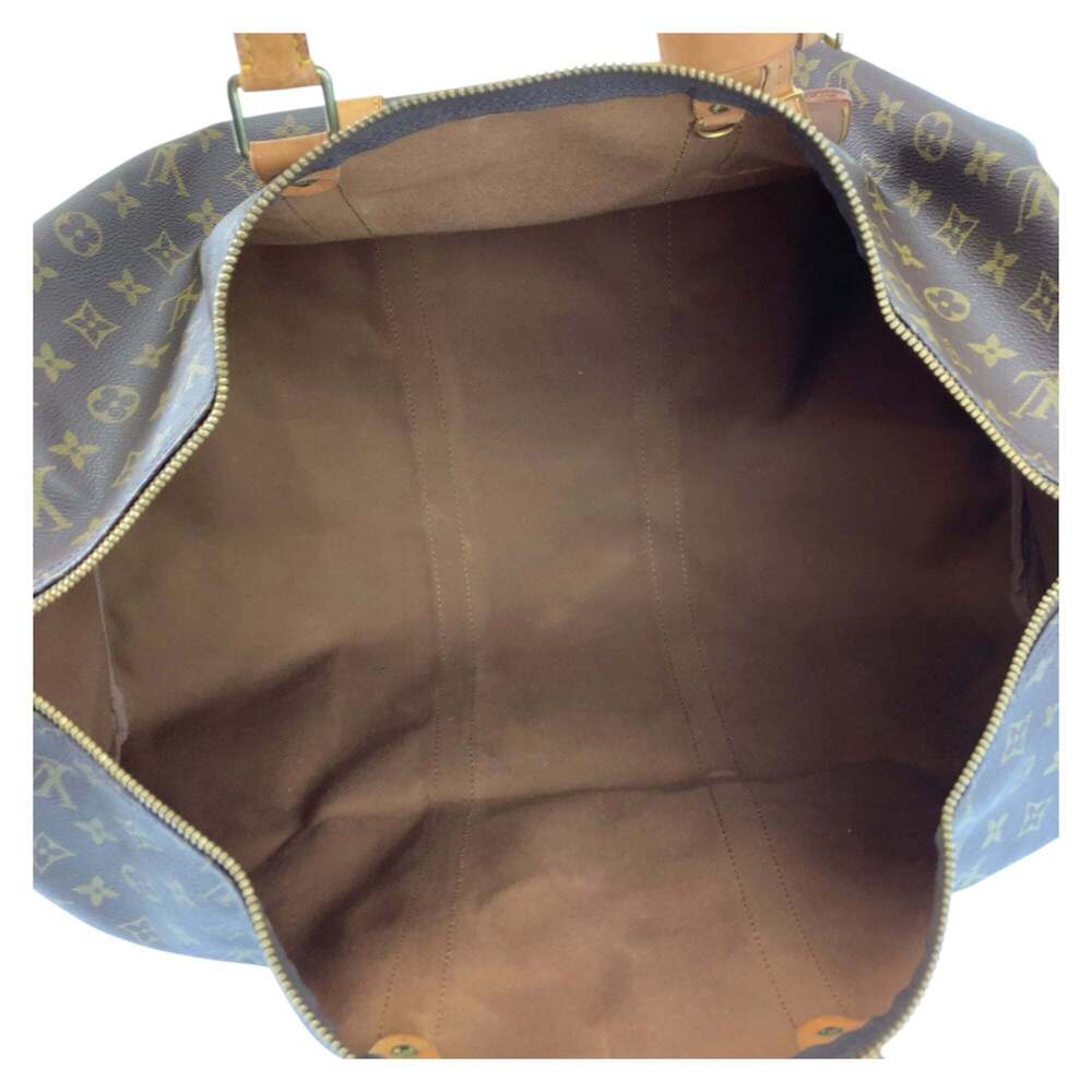 LOUIS VUITTON Authentic Brown Monogram Leather Keepall 55 Boston Bag - Picture 9 of 10